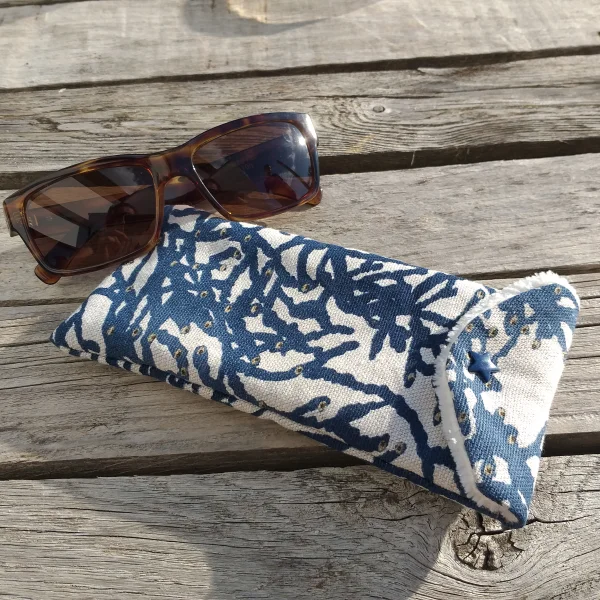 Étui à lunettes corail bleu