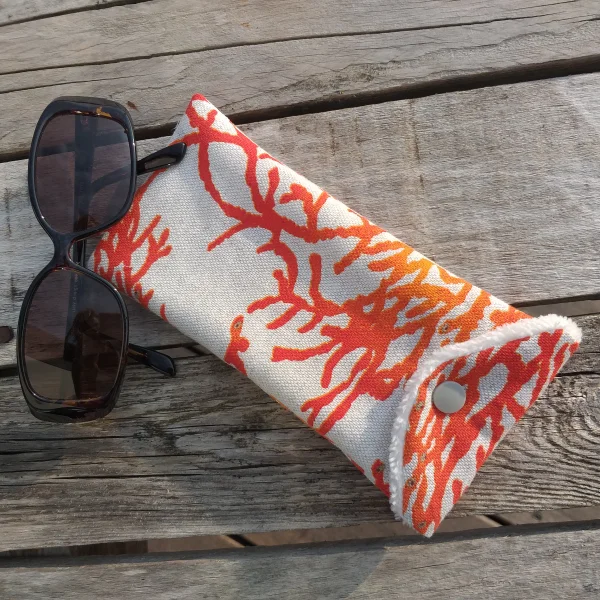 Etui à lunettes corail orange