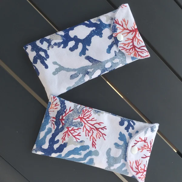 Étui à lunettes corail bleu rouge