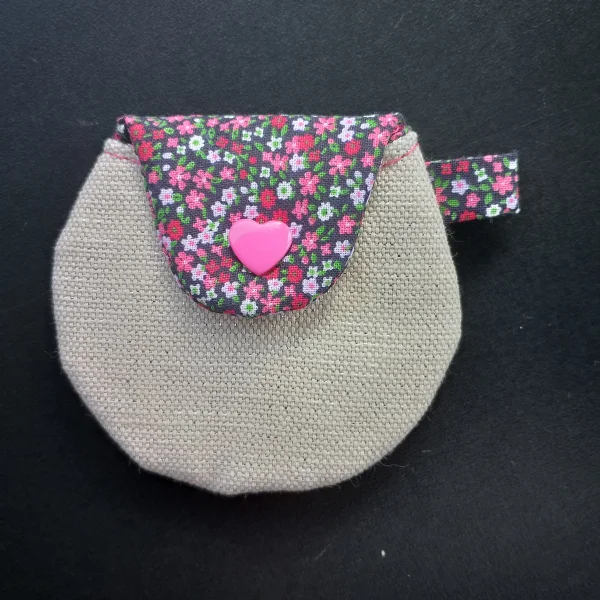 porte monnaie fleurs roses