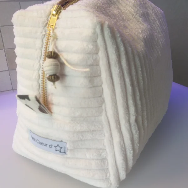 Trousse de toilette velour beige