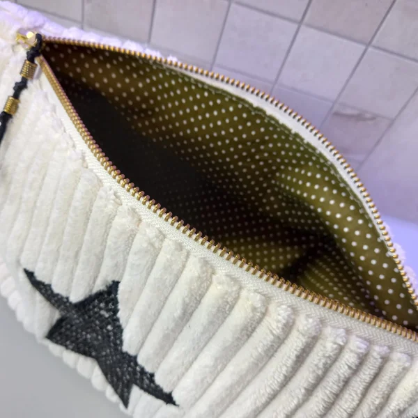 Trousse velour beige étoile