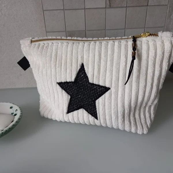 Trousse velour beige étoile