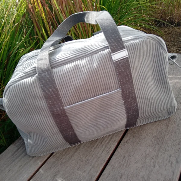 Sac de sport velour gris