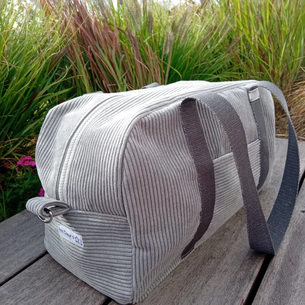 Sac de sport velour gris
