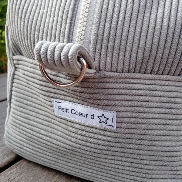 Sac de sport velour gris