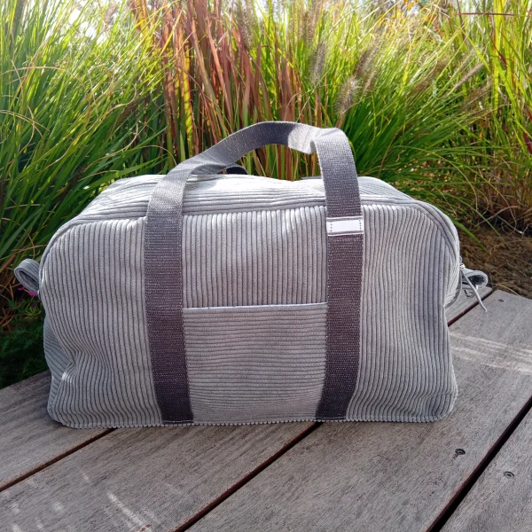 Sac de sport velour gris