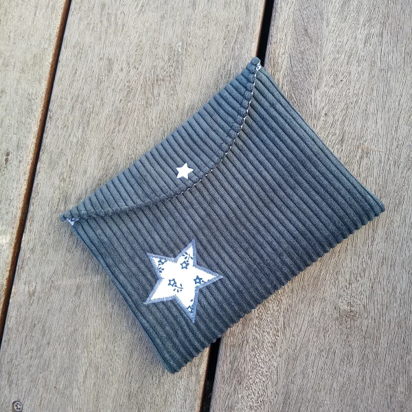 Pochette velour bleu