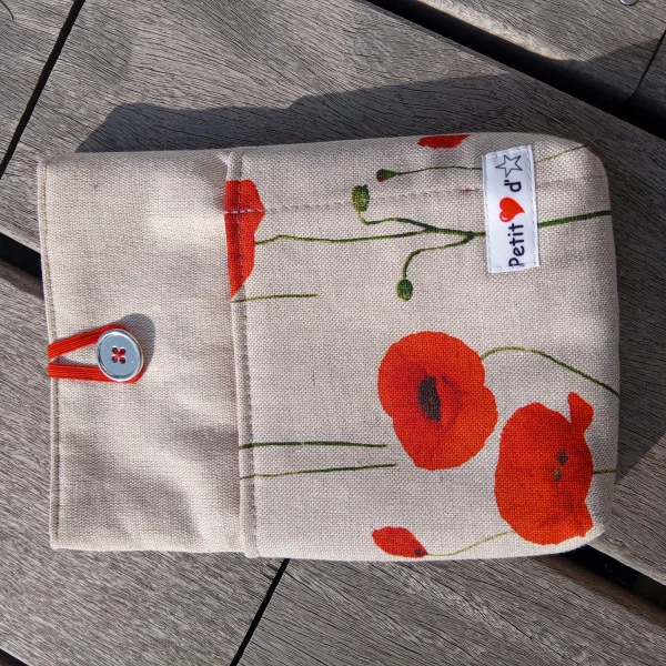 Protège livre coquelicot