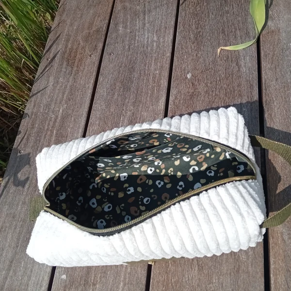 Trousse de toilette velour beige