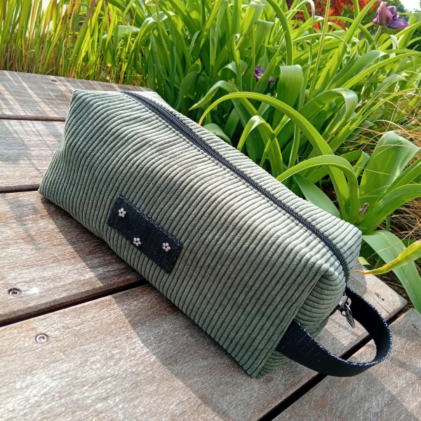 Trousse de toilette velour vert foncé