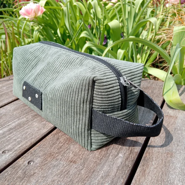 Trousse de toilette velour vert foncé