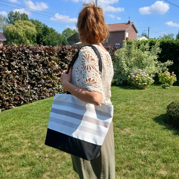 Sac rayé beige