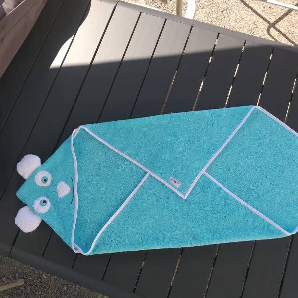 Cape de bain panda bleu